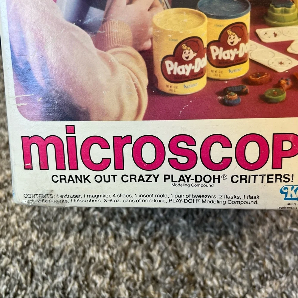 Play-doh Vintage 1980 Microscope Crank Out Crazy Critters In Box Set Kenner‎